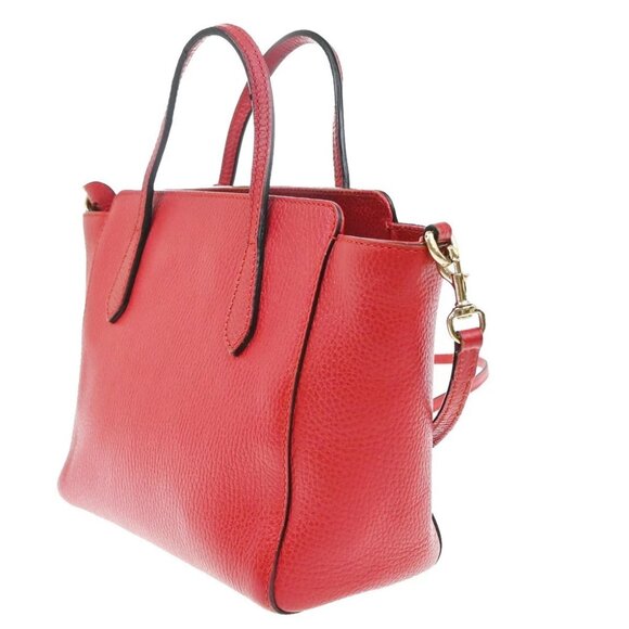 GUCCI GG Logo Swing 2Way Shoulder Hand Tote Bag Leather Red GHW Italy 73KP034 - Picture 4 of 15